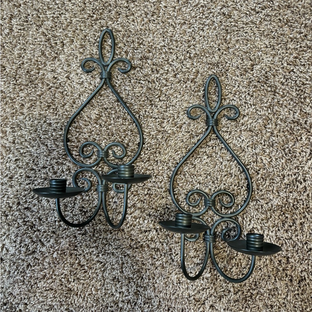 Partylite Set/2 Wall Hanging Taper/Peg Light Candle Holders VG Condition